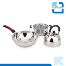 3 peças de utensílios de cozinha de aço inoxidável Set panelas Pot